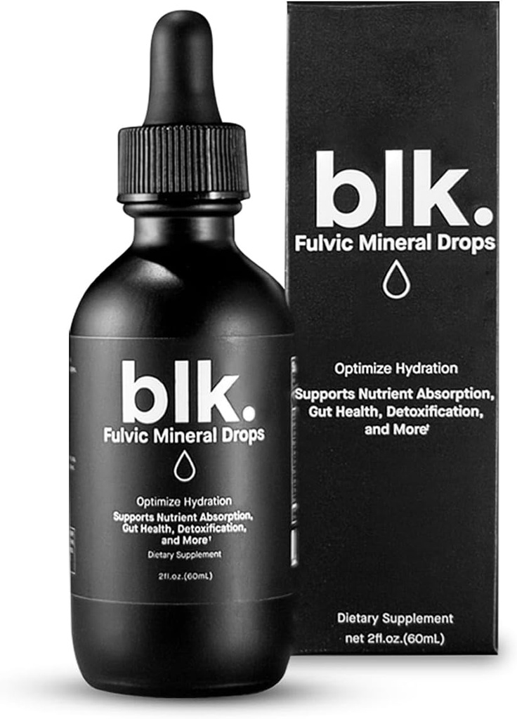 Blk. PH 8 + naturlige mineralholdige alkaline vanddråber Elektrolyte Infunderes med Fulvic og Aminosyrer, Zero Sugar, 2oz.