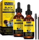2 Pack Black Seed Oil Organic Cold Pressed, 100% Pure & Natural Liquid Black Seed Oil Cold Pressed Glas flaske 60ML til hudtæer, nærbilleder og hydrater hår