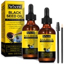 2 Pack Black Seed Oil Organic Cold Pressed, 100% Pure & Natural Liquid Black Seed Oil Cold Pressed Glas flaske 60ML til hudtæer, nærbilleder og hydrater hår
