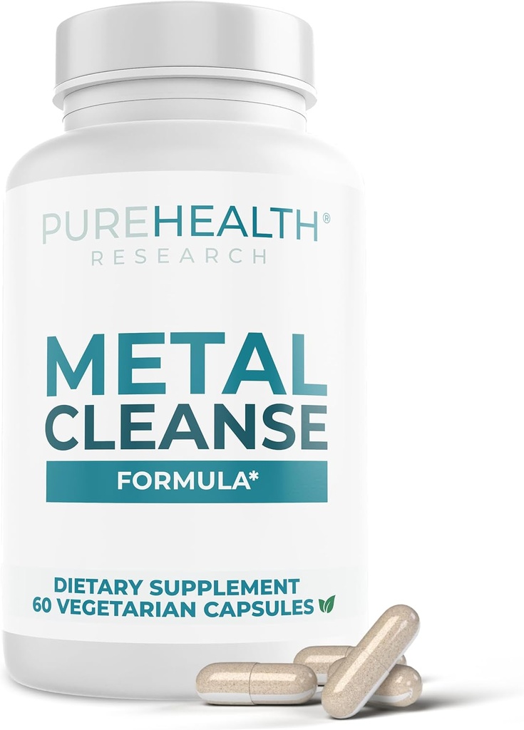PURESUNDHEDSFORSKNING Naturlige tunge metalskyllemidler - Beskyttelse mod giftig metalforurening - Bly, kviksølv, arsenik, kadmium renser - 60 kapsler