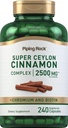 Piping Rock Super Ceylon Cinnamon Complex Capsules | 2500 mg | 240 Powder Pills | Extract Supplement with Chromium and Biotin | Vegetarian, Non-GMO, Gluten Free