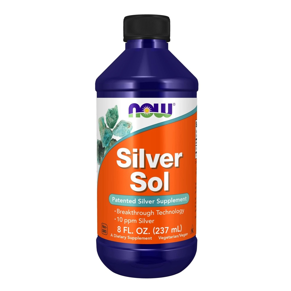 Now Foods Kosttilskud, Sølv Sol 10 PPM med elementært sølv og deioniseret vand, Væske, 8 -Ounce