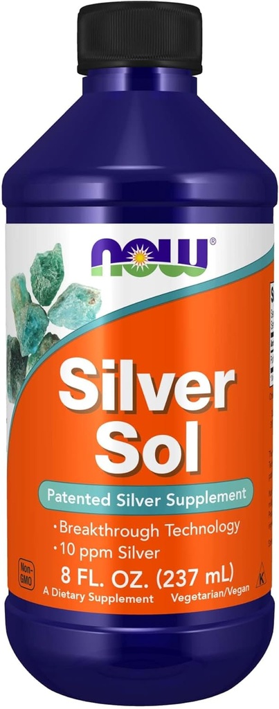Now Foods Kosttilskud, Sølv Sol 10 PPM med elementært sølv og deioniseret vand, Væske, 8 -Ounce