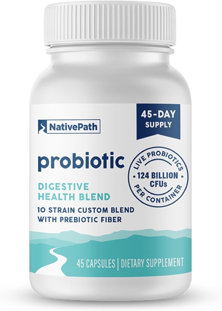 NativePath Daily Probiotic, 10- Strain Custom Blend Probiotics Supplement for mænd og kvinder, 82 Millioner CFU - 45 Greve