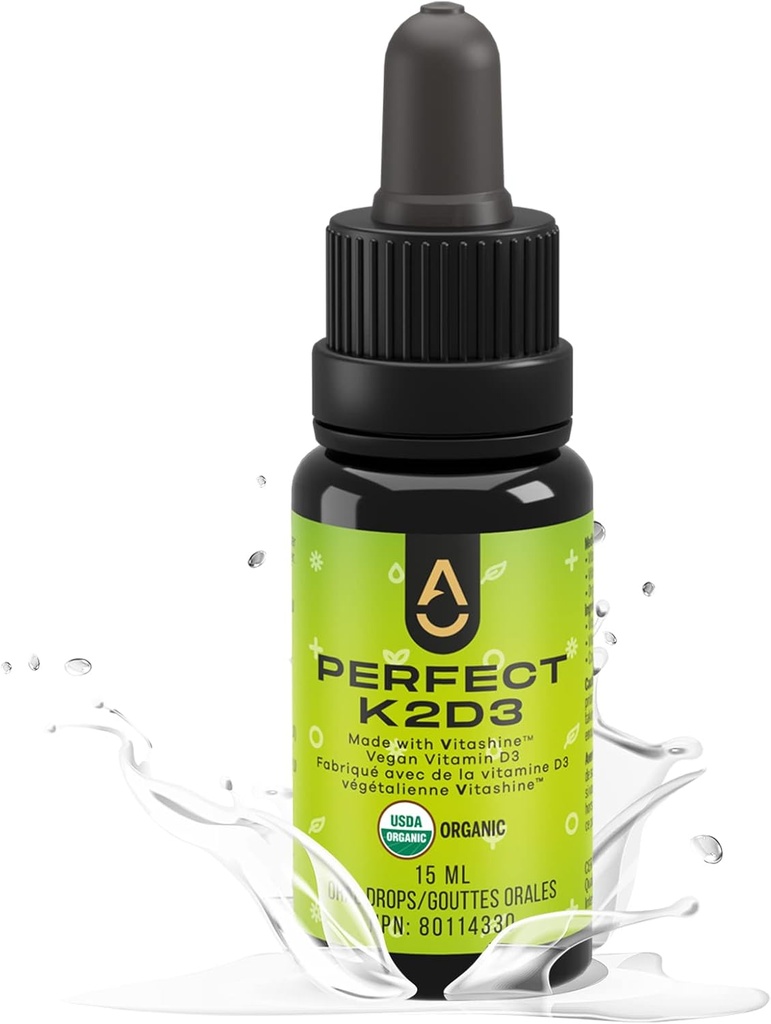 Aktiveringsprodukter - Perfekt K2D3, Flydende D3 Vitamin med K2, Vitamin K2 og D3 tillæg i MCT Oil, D3K2 Vitaminer for ben styrke og immunforsvar, D3 + K2 Vitaminer til Calciumabsorption, 15 ml