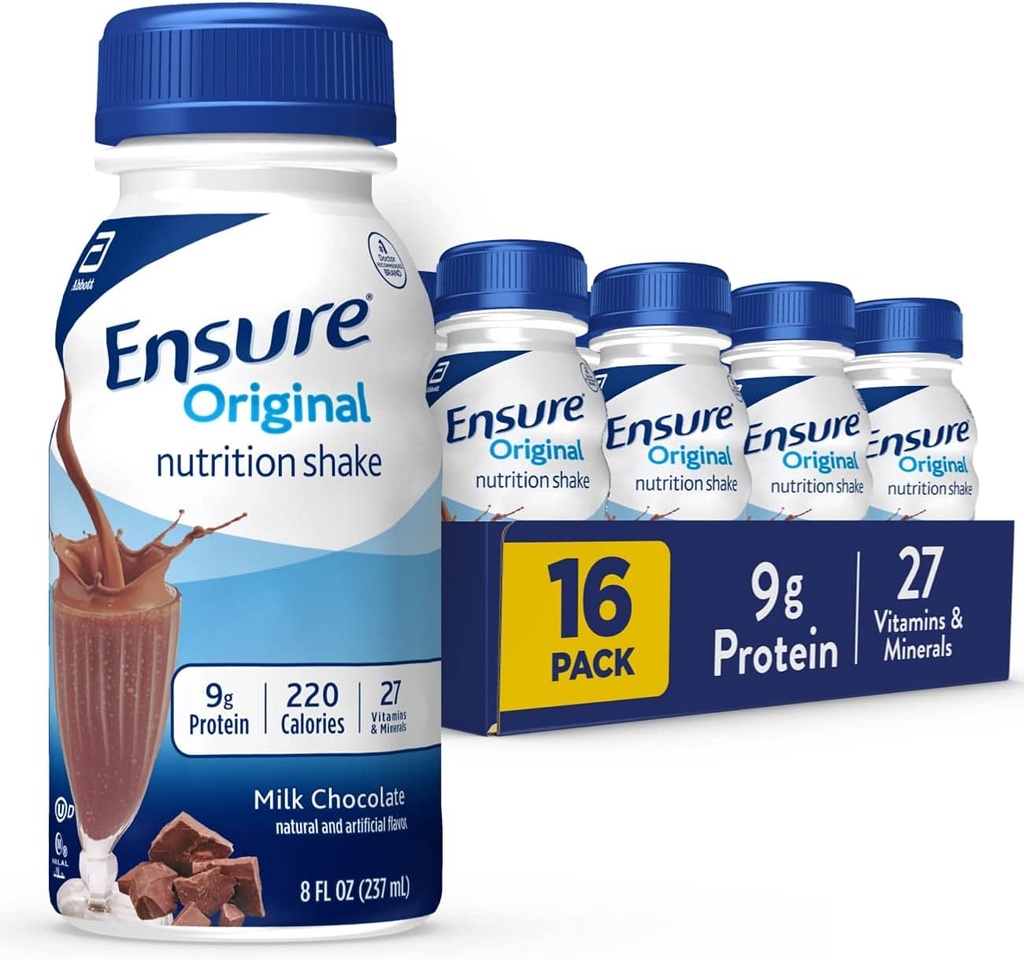 Sikre original mælk chokolade Nutrition Shake 124; lille måltid erstatning Shake 124; klar til at drikke 124; 9g Protein, 27 Vitamin og mineraler