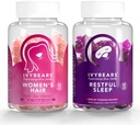 IvyBears ® Hår & Sove Gummies for Women - Biotin Hår Vitamin + Fast- Fungerende Melatonin med afslappende botanicals - Vegan Beauty & Sleep Support - 2 - Pack