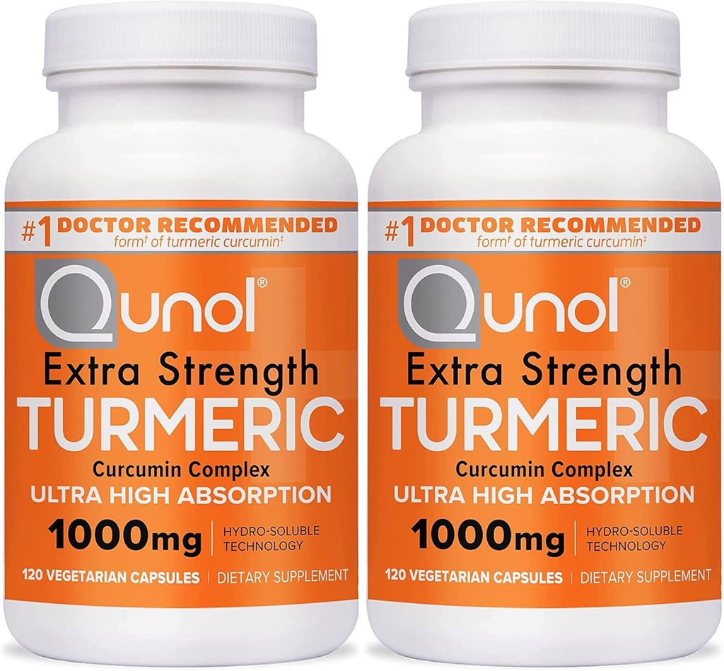 Qunol Gurkemeje kapsler, 1000mg ekstra styrke supplement, Patenteret Hydro- Opløselig teknologi, Alternativ til Gurkemeje med sort peber, 240 Veggie kapsler