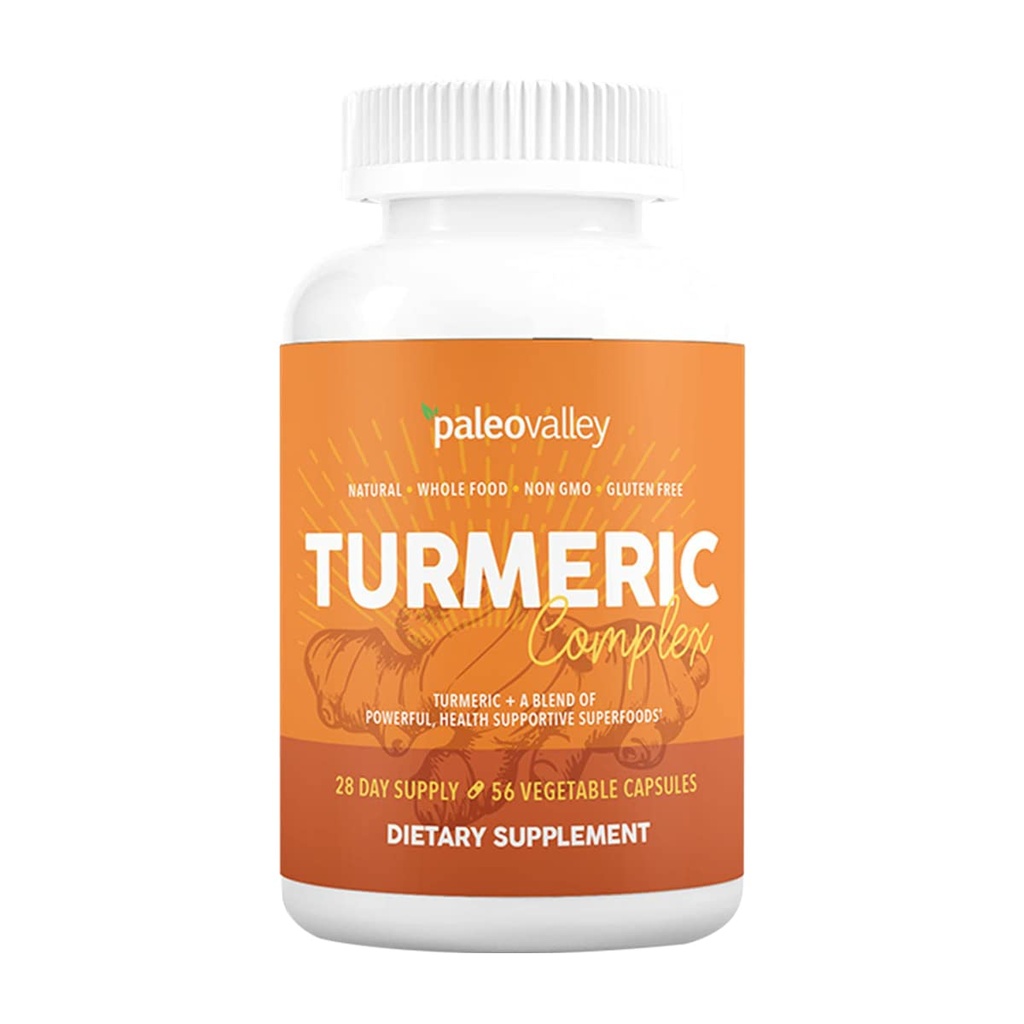 Paleodal - Økologisk gurkemeje - Fuld Spectrum Økologisk gurkemeje med health- Supportive Superfoods - 56 Vegetariske kapsler - Support Joints, Immunitet, hjerne og hjerte sundhed