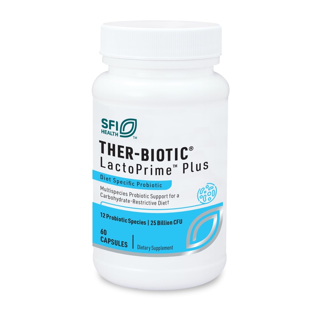 Klaire Labs SFI Health Ther- Biotic LactoPrime Plus - Lactobacillus og Bifidobacterium Probiotika til fordøjelse - Daglig Probiotisk for mænd og kvinder til Carb- sensitive personer (60 kapsler)