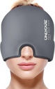 ONLYCARE Migræne Relief Cap, Lindrende Migræne Mask, Opgraderet Odorless Gel Ice Head Wrap, Hot and Cold Therapy, FSA eller HSA Støtteberettiget Hovedpine Ice Pack til Spænding og Stress (Grey)