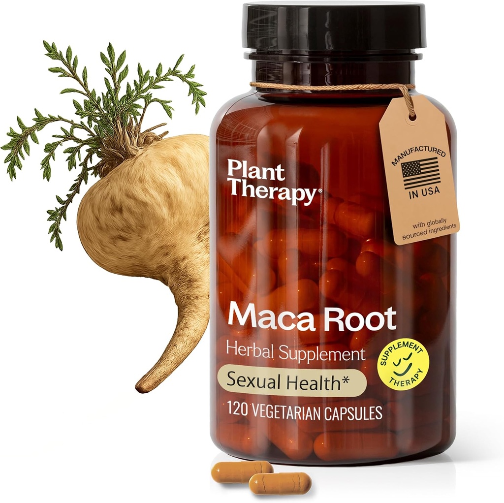 Plantesundhedsterapi Maca Root Kapsler fremstillet i USA 4 måneder Supply Support Seksuel sundhed, Mood Boosting, Energizing & Reducerer Spænding Kosttilskud til mænd og kvinder 120 Vegetarisk Capsule