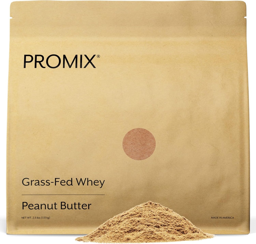 ProMix Nutrition Whey Protein Powder, Peanut Butter - Grass- Fed - Post Workout Fitness & Nutrition Shakes, Smoothies, Bagning & Madlavning opskrifter - Gluten- Free & Keto- Friendly - 2.5 Pund (pakning med 1 stk.)
