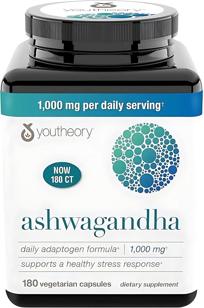 Generic Ashwagandha Supplement Organic KSM-66 Ashwagandha Vegetarian Supplement 180 Capsules, 1000mg per Daily Serving, Help Support Healthy Stress Management Response, Clear
