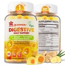 Ingefær Tyggegummi til Kvalme og fordøjelsesbesvær Support, Mave Relief - Sukker fri med gurkemeje & Odorless Hvidløg, Quercetin, Vitamin D3, C, Lækre fordøjelsestilskud, 60Cts (pakke med 1)
