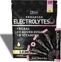 Forstærket electrolyte Powder Stick Packs (Lemon Berry) w / 0 Sukker + BCAAs + B- Vitaminer Electrolyte Supplement w Kalium Zink & Magnesium til hydrering - Keto Elektrolytes