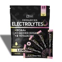 Forstærket electrolyte Powder Stick Packs (Lemon Berry) w / 0 Sukker + BCAAs + B- Vitaminer Electrolyte Supplement w Kalium Zink & Magnesium til hydrering - Keto Elektrolytes