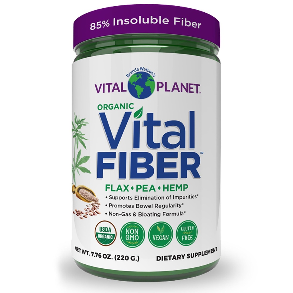 Vital Planet - Vital Fiber Powder, Opløselig og uopløselig Fiber tillæg med hør, Pea og Hamp, Organic Daglig Kosttilskud Understøtter Gut fordøjelsesregularitet 7.76 oz