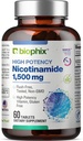biophix B-3 Nicotinamid 1500 mg 60 tabletter Maksimal styrke - Nicotinsyre Niacin Natural Flush- Free Vitamin Formel - Understøtter hud celle sundhed
