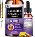 Magnesium Glycinat med kaliumtilskud, flydende Magnesium Glycinat 500 mg Kalium Citrat 500 mg, Magnesium Flydende dråber til vaskulær, Knogler, Hjerte, Muskel & Nerve Sundhed, Non- GMO, Vegan