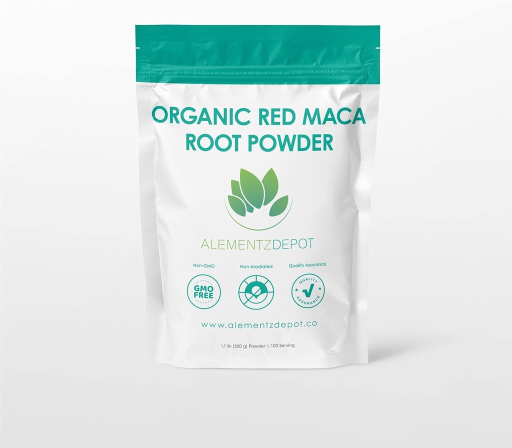 Organic Red Maca Root Powder, 500 Grams (1.1 lbs.), Grown in Peru, Rich in Antioxidants, Help Energy, Stamina, Endurance, Strength and Immune System, No Additives, No Fillers.