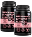 14-in-1 Inositol Supplement & Hormone Support for Women - 40: 1 Myo- inositol & D- Chiro Inositol Ovarial Support Capsules for Hormone Balance with Folate, Vitamin D og B12 (120 tal) (Pack of 2)