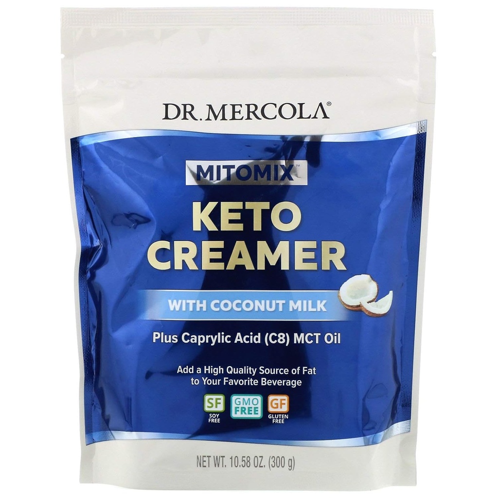 Dr. Mercola MITOMIX Keto Creamer med kokos mælk, 15 Servere, (1 Bag), MCT Oil, non GMO, Gluten Free, Soy Free
