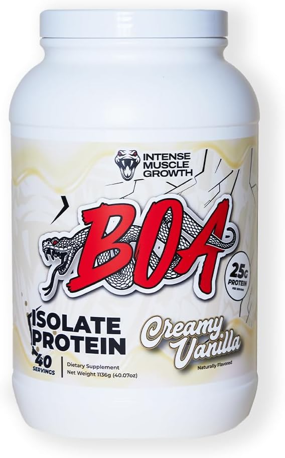 BOA Isolere protein med vitamin B6 og zink - Low- Natriumwhey Protein Isolere 25 g protein per Scoop - (Creamy Vanilla - 40 Servere)