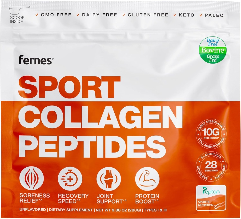 Hydrolyseret Collagen Peptider Protein Supplement for kvinder & mænd - Muscle & Workout Inddrivelse, Joint & Bone Support - Græs Fed Type I & III - Keto, Paleo - 28 Servere, 9.88 oz, Unflavored Powder