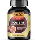 Reishi Mushroom Extract - Premium Quality, Kun Fruiting organer, Antioxidant, Pmonotes Longevity, Immunity Booster, Energy & Vitality, Fjerner træthed, 90 Veg Caps.