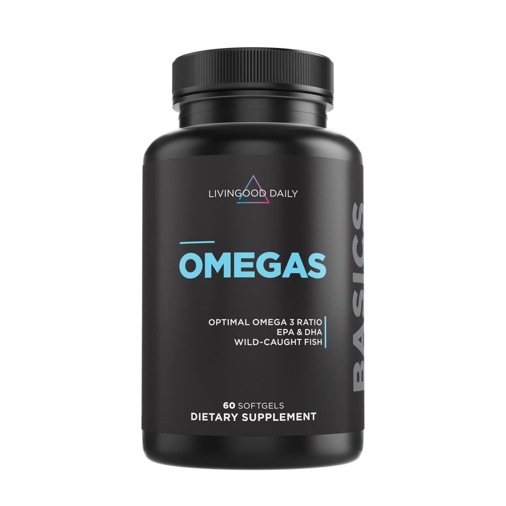 Livingood Daily Fish Oil Omega 3 Supplement, EPA og Dha fra Wild Caught Fish, Omega 3 Fedtsyrer til hjerte, hjerne og fælles sundhed for mænd og kvinder, Gluten Free, 30 Day Supply, 60 Softgels