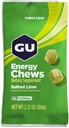 GU Energy Chews, Saltet Lime Energy Gummies med Electrolytes, Vegan, Gluten- Free, Kosher, Caffe- Free, og Dairy- Free On- The- Go Energy for enhver træning, 12 tasker (24 Servere i alt)