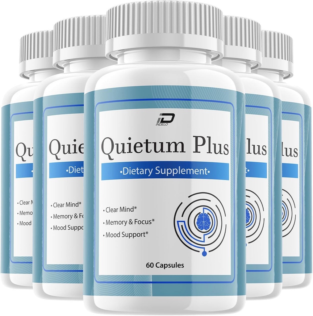 Quietum Plus Brain Supplement kapsler - All- Natural Maximum Strength Formel for Forbedret hukommelse og fokus piller, QuietumPlus Support og anmeldelser (5 Pack - 300 Kapsler)