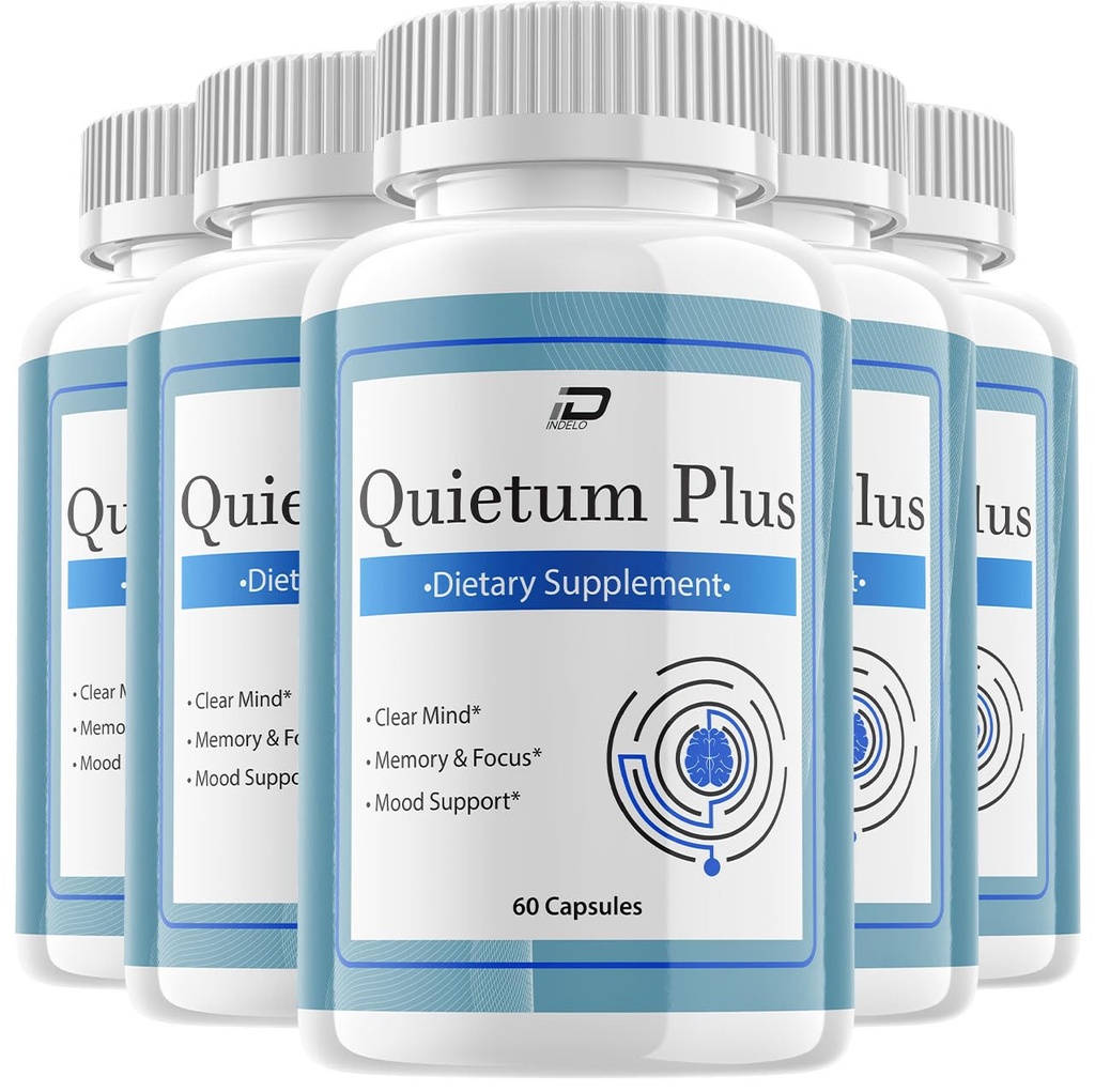 Quietum Plus Brain Supplement kapsler - All- Natural Maximum Strength Formel for Forbedret hukommelse og fokus piller, QuietumPlus Support og anmeldelser (5 Pack - 300 Kapsler)