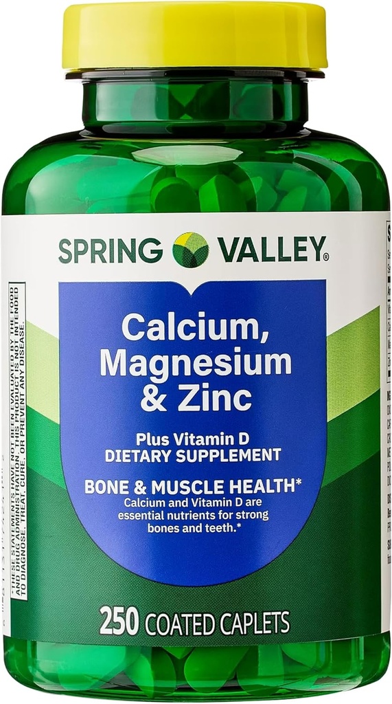Calcium, magnesium, zink & vitamin D3. Spring Valley Calcium Magnesium med Plus vitamin D3 kapsler Kosttilskud, 250 Count Bundle med Lualls 45 Diabetes Decoded