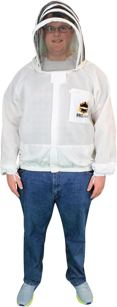 Mann Lake Provent Beaging Jacket, Professional Grade Vented Bee Gear med Self-Support Veil, Heavy-Duty Zippers, Elastiske Wrist åbninger, Forstærket High- Wear Areas & Chest Pocket, Medium