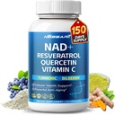 NAD + RESVERATROL Supplement- 10- in-1 Natural Blend med Quercetin gurkemeje Berberine Bilberry Green Tea - 150 Greve - Made & Testet i USA