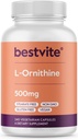 BESTVITE L- Ornithin 500mg (240 Vegetariske Kapsler) - Ingen Stearates - Ingen Fillers - Vegan - Ikke GMO - Gluten Free
