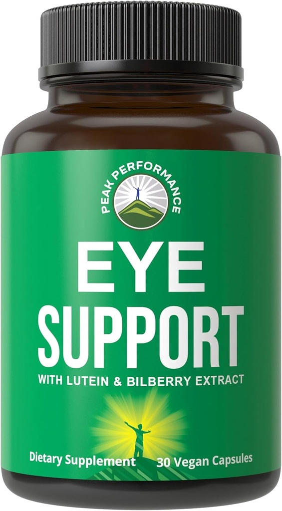 Peak Performance Eye Vitaminer - Macular Support Supplement med Lutein, Zeaxanthin, Astaxanthin, Carotenoider, Bilberry Extract. Kapsler til Aging Eyes, Computer, Smartphone Brugere. Undgå degenerering