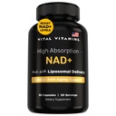 Vital Vitaminer NAD Supplement - NAD + (Nicotinamid Adenine Dinucleotid) for mænd og kvinder - Lavet med Liposomal Levering - Cellular Anti- Aging Support, Energy, Focus - 30-Day Supply