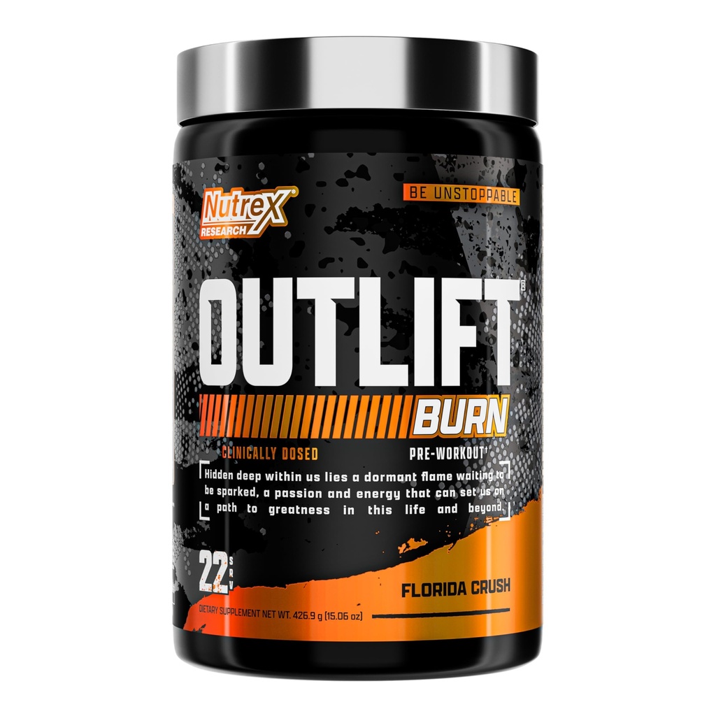 Nutrex Outlift Burn Pre- workout supplement for energi, Focus & Endurance Budding124; Metabolyte, L- Citrullin, Beta- Alanine & Koffein Budding124; Termogen formel for ydeevne (22 Serveringer, Florida Crush)