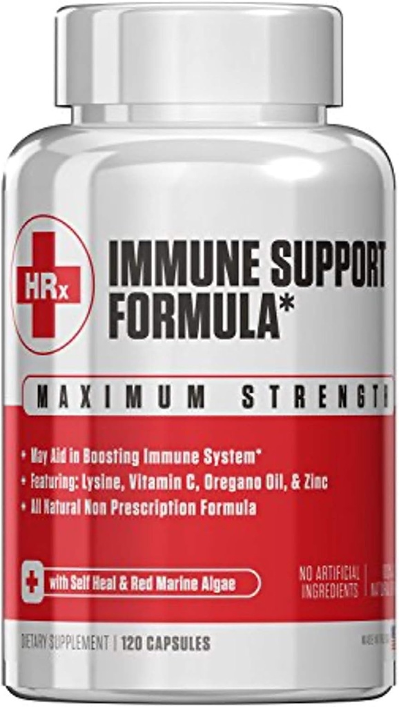 Re+Gen Nutrition Immune Support Supplement for Adults, Natural Capsules with Zinc, Vitamin C, L lysine Amino Acid & Oregano Oil for Strong Immunity Health in Men & Women, 120 Capsules