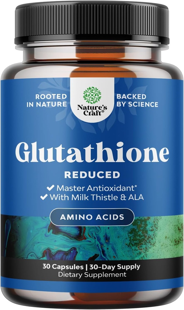 Reduceret glutathion supplement med mælk tidsel - 500 mg per servering Pure L glutathion med alpha liposyre & mælk tidsel silymarin - 30 greve