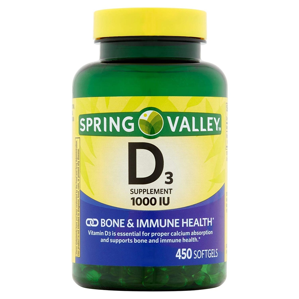 Spring Valley - D3- vitamin 1000 IE, 450 Softgels