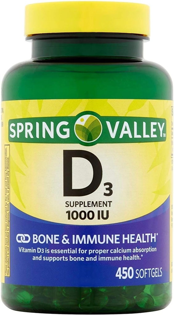 Spring Valley - D3- vitamin 1000 IE, 450 Softgels
