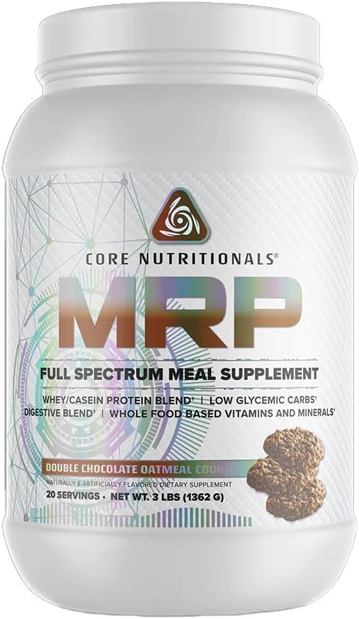 Core Nutritionals Platinum MRP Fuld Spectrum Måltidserstatning, Vedvarende udgivelse for All Day Aminosyre Support, 27G Protein, 20 Servere (Dobbelt Chokolade Havregryn Cookie)