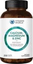 Vitamin World Calcium Magnesium Zink "fremmer ben sundhed 250 Overtrukne kapsler