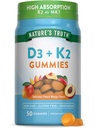 Nature 's Truth Vitamin D3 + K2 Gummies ttesmå 124; 50 Greve # 124; Peach Mango Flavor # 124; Vegetar, Non- GMO & Gluten Free Supplement