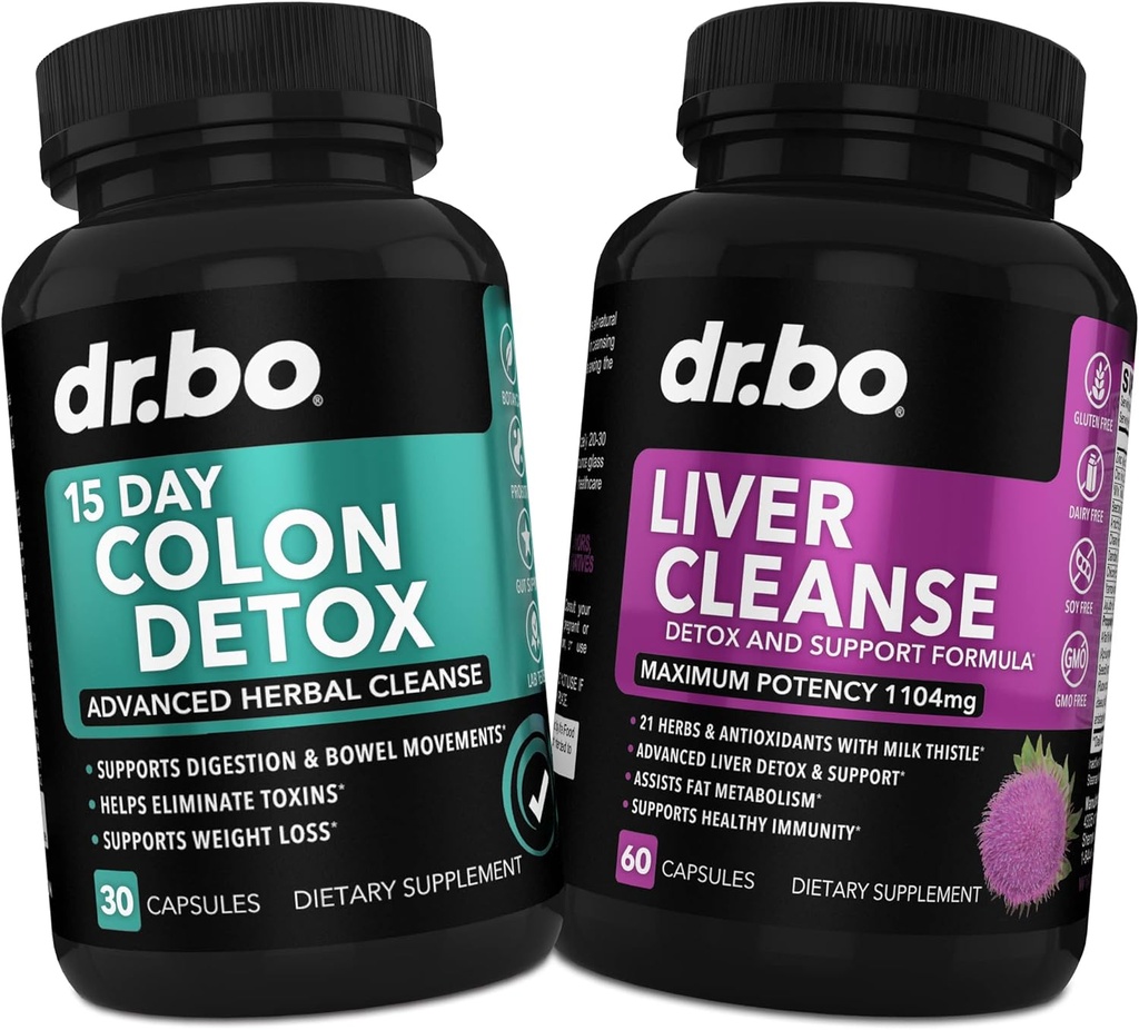 Colon & Lever Cleanse Detox Support Supplement - 15 dages Intestinal Cleanse Pills & Probiotic for Bloating & Daily Constipation Relief - Mælk Thistle Dandelion Caps & Aid Gallblære Kosttilskud