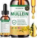 7 i 1 Mullein Dryps til Lungs 2 Fl Oz - Organic Mullein Leaf Extract Supplement - Lung & Bronchial Rengøring til rygere - Luftveje sundhedsstøtte